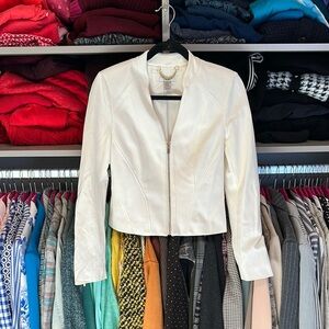 Cache ivory front zipper closure blazer size 0